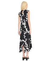 Luxely Women's Printed Asymmetrical Midi Dress