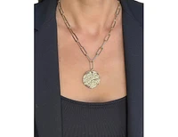 Rivka Friedman 18K Gold Clad Hammered Disc on Paper Clip Chain
