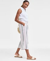 Charter Club Women's Pull-On High-Rise Linen Pants, Exclusively at Macy's