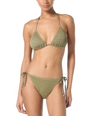 Michael Michael Kors Womens Crochet Halter String Tie Triangle Bikini Crochet String Tie Bottom