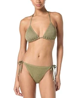 Michael Michael Kors Womens Crochet Halter String Tie Triangle Bikini Crochet String Tie Bottom