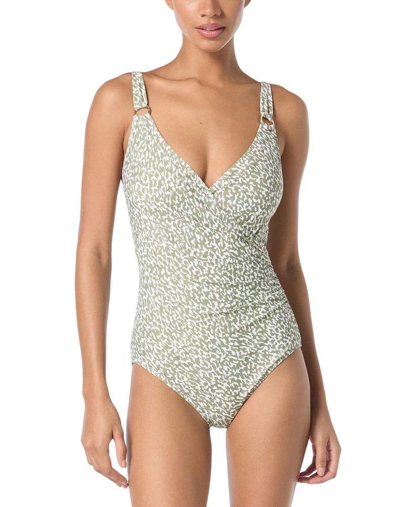 Michael Kors Women's Printed Surplice-Neck One-Piece Swimsuit