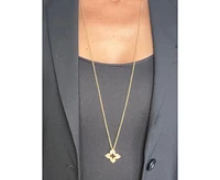 Cubic Zirconia Long Quatrefoil Pendant