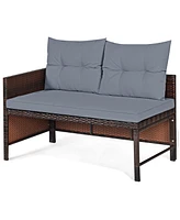 Costway 3PCS Patio Wicker Rattan Sofa Set Outdoor Sectional Conversation