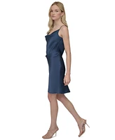Dkny Women's Satin Cowlneck Sleeveless Slip Dress