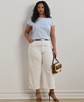 Lauren Ralph Plus Beaded-Logo Cotton Jersey Tee