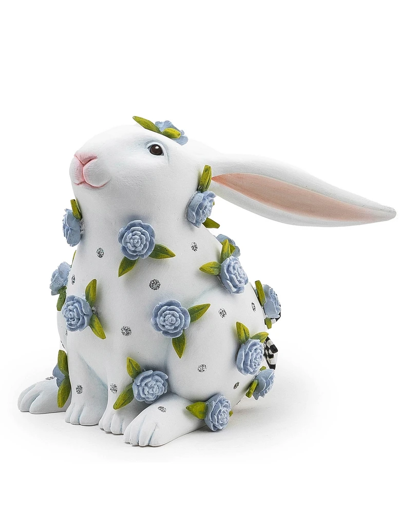 Mackenzie-Childs Patience Brewster Periwinkle Peony Sitting Rabbit Figurine