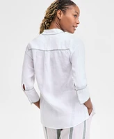 Charter Club Women's 100% Linen 3/4-Sleeve Stitched Top, Exclusively at Macy's