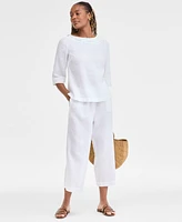 Charter Club Women's 3/4-Sleeve 100% Linen Blouse, Exclusively at Macy's