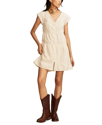 Lucky Brand Women's Cotton Button-Front Lace Mini Dress