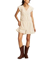Lucky Brand Women's Cotton Button-Front Lace Mini Dress