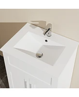 Casainc 24" White Sink Bathroom Vanity Laundry Cabinet Combo
