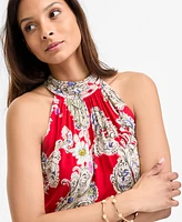 Msk Women's Paisley Floral-Print Tiered Maxi Dress