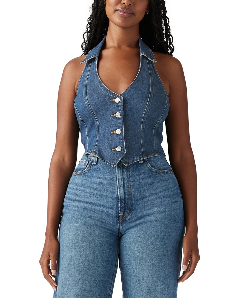 Levi's Women's Bria Cotton Denim Corset Cropped Top