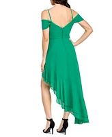 Seni & Cade Juniors' Ruffled High-Low Chiffon Dress