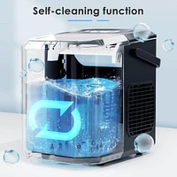 Cowsar 26Lbs Countertop Ice Maker, 9 Cubes 8 Mins, Two ,Self-Cleaning, with Scoop/Basket