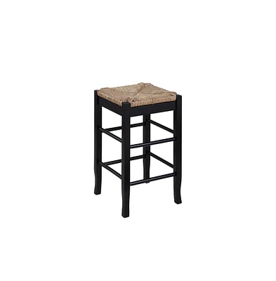 Counter Stool with Frame and Handwoven Rush Seat for Rustic and Comfortable Seating