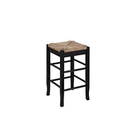Counter Stool with Frame and Handwoven Rush Seat for Rustic and Comfortable Seating