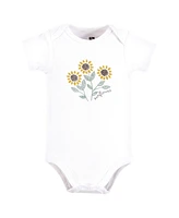 Hudson Baby Girls Cotton Bodysuits, Sunflower Love, 9-12 Months