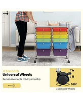 12 Drawers Rolling Cart Storage Scrapbook Paper Organizer Bins