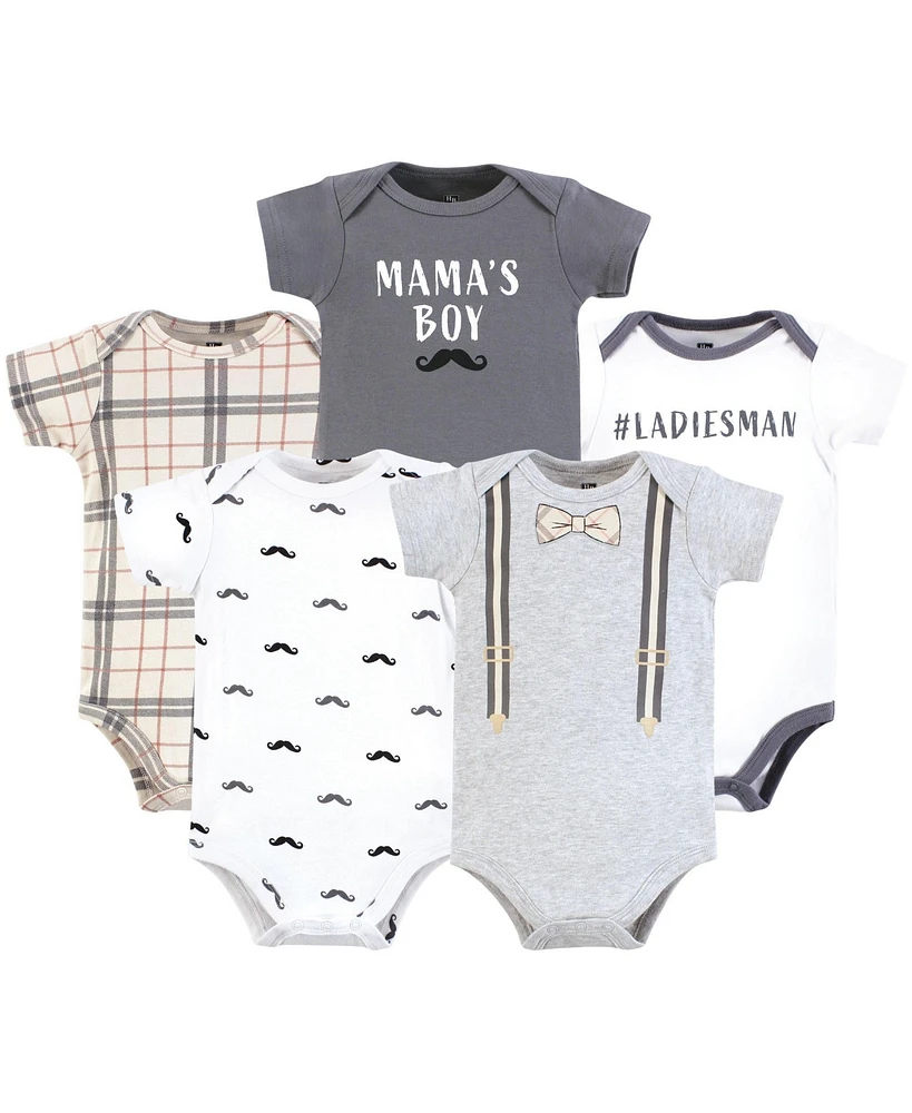 Hudson Baby Boys Cotton Bodysuits, Plaid Bow Tie, 9-12 Months