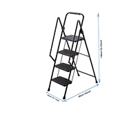 Four step ladder, lightweight folding four step stool, wide anti slip pedal and safety handle, sturdy steel ladder, multi-purpose step ladder, suitabl