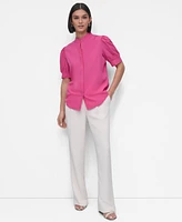 Dkny Women's Mandarin-Collar Puff-Shoulder Shirt