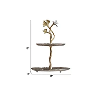 Elegant 2-Tier Cherry Blossom Accent Table for a Stylish and Floral Touch to Your Home Decor