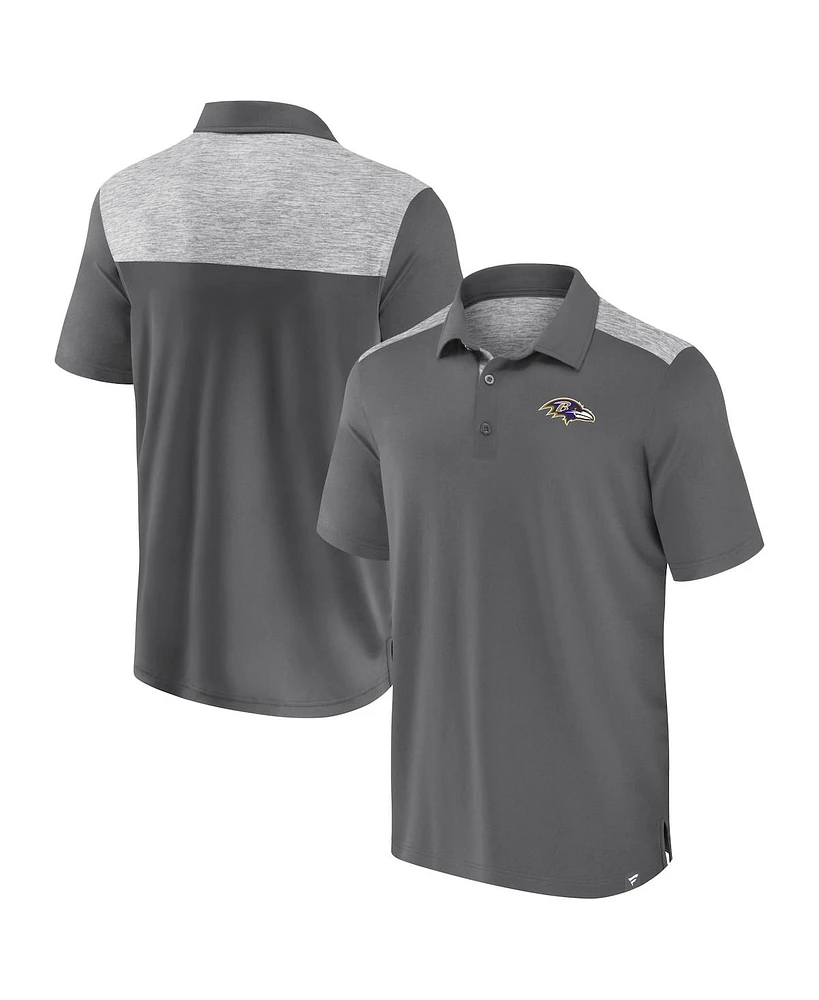 Fanatics Men's Gray Baltimore Ravens Long Shot Polo Shirt
