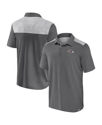 Fanatics Men's Gray Baltimore Ravens Long Shot Polo Shirt