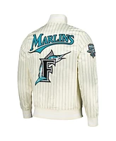 Pro Standard Men's Cream Florida Marlins Cooperstown Collection Pinstripe Retro Classic Satin Full-Snap Jacket