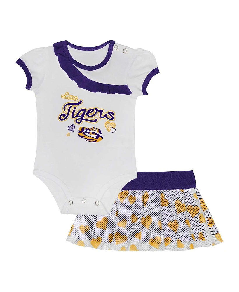 Outerstuff Girls Baby Boys and 2-Piece Lsu Tigers Love My Team Bodysuit Skirt Set
