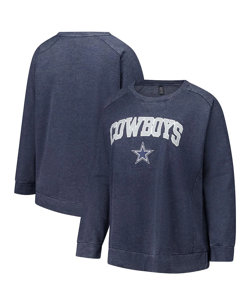 Fanatics Women's Navy Dallas Cowboys Acid Wash Raglan Pullover Sweatshirt