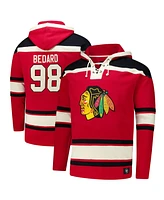 '47 Brand Men's Connor Bedard Red Chicago Blackhawks Big Tall Lace-up Pullover Hoodie