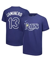 Nike Big Boys and Girls Junior Caminero Navy Tampa Bay Rays Name Number T-Shirt