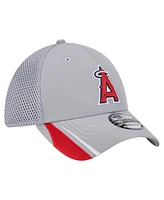 New Era Men's Gray Los Angeles Angels Linear 39Thirty Flex-Fit Hat