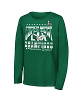 Outerstuff Big Boys and Girls Kelly Green Philadelphia Eagles Super Bowl Lix Champions Retro Arch Long Sleeve T-Shirt