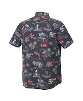 Reyn Spooner Men's Charcoal Super Bowl Lix Kekai Performance Short Sleeve Button-Up Shirt