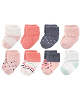 Luvable Friends Baby Boys Cotton Rich Terry Socks 16-Pack Pink Polka Dot
