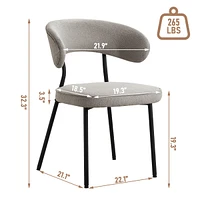 Dyhome Dining Chairs with Curved Backrest, Modern Fabric Upholstered Boucle Kitchen Room Set of 2