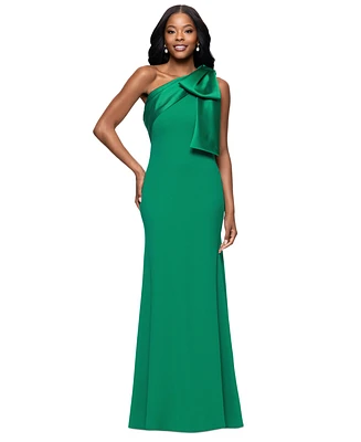 Betsy & Adam Women's Bow-Trimmed One-Shoulder Gown
