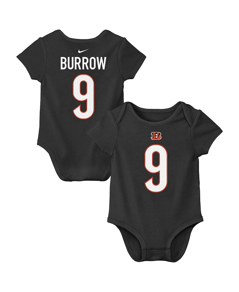 Nike Baby Boys and Girls Joe Burrow Black Cincinnati Bengals Player Name Number Bodysuit