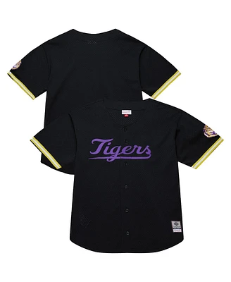 Mitchell & Ness Men's Black Lsu Tigers On The Clock Full-Button Fashion Jersey