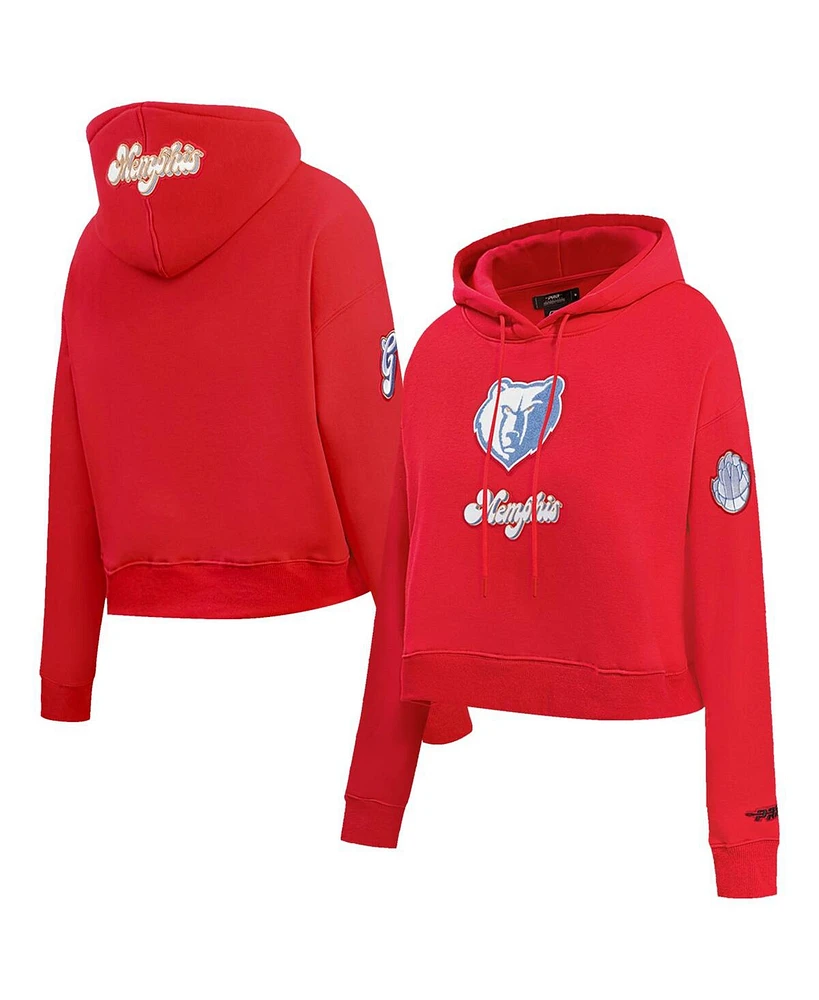 Pro Standard Women's Red Memphis Grizzlies 2024/25 City Edition Chenille Applique Cropped Pullover Hoodie