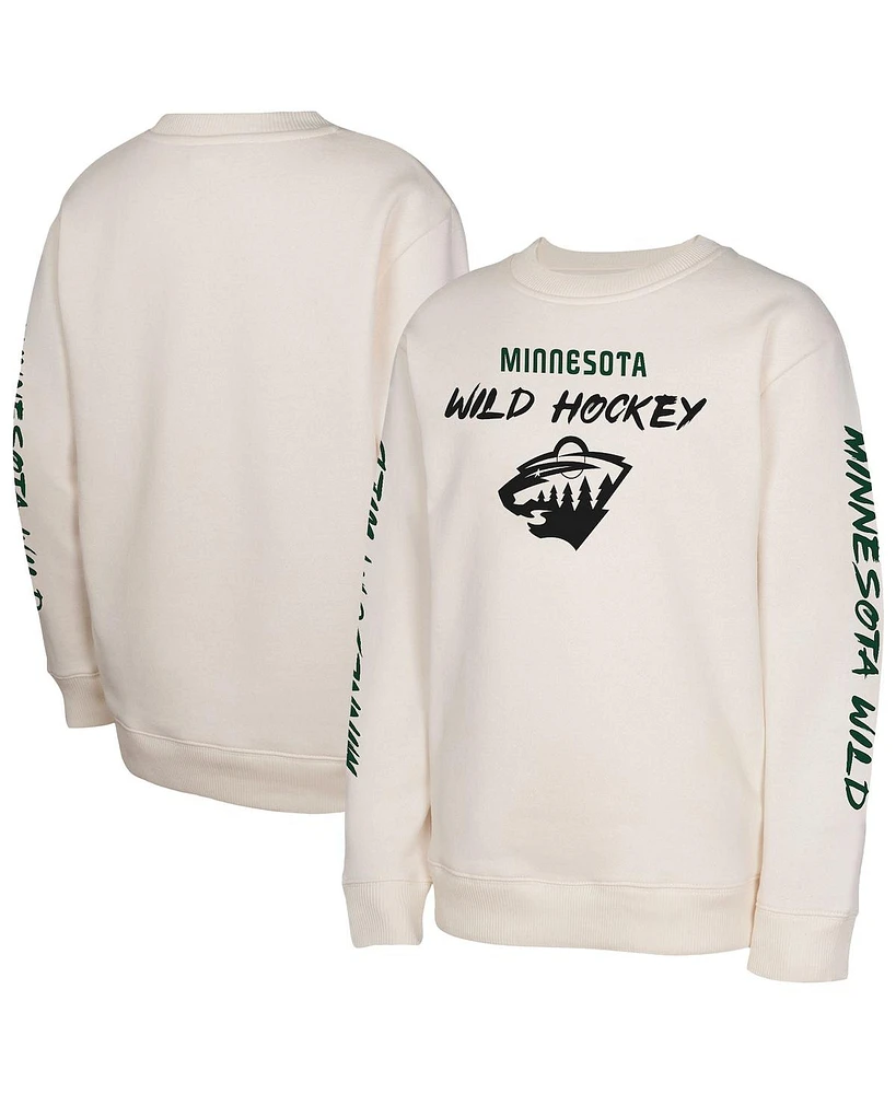 Outerstuff Big Boys and Girls Cream Minnesota Wild Star Power Pullover Sweatshirt