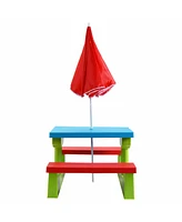 Kids Picnic Folding Table and Bench with Umbrella