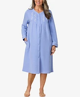 Aria Women's Long Sleeve Waltz Snap Front Mint Robe