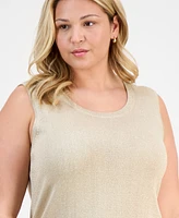 Jm Collection Plus Metallic Shine Sweater Tank Exclusively at Macy's