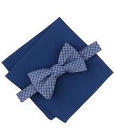 Alfani Men's Huron Plaid Bow Tie & Solid Pocket Square Set, Exclusively at Macy's