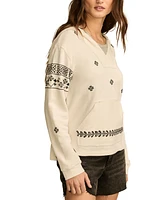 Lucky Brand Women's Cotton Embroidered Baja Hoodie
